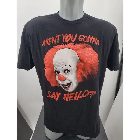 It Pennywise Clown Movie Aren't You Gonna Say Hello Men's Shirt Size Large Nice - Picture 1 of 4